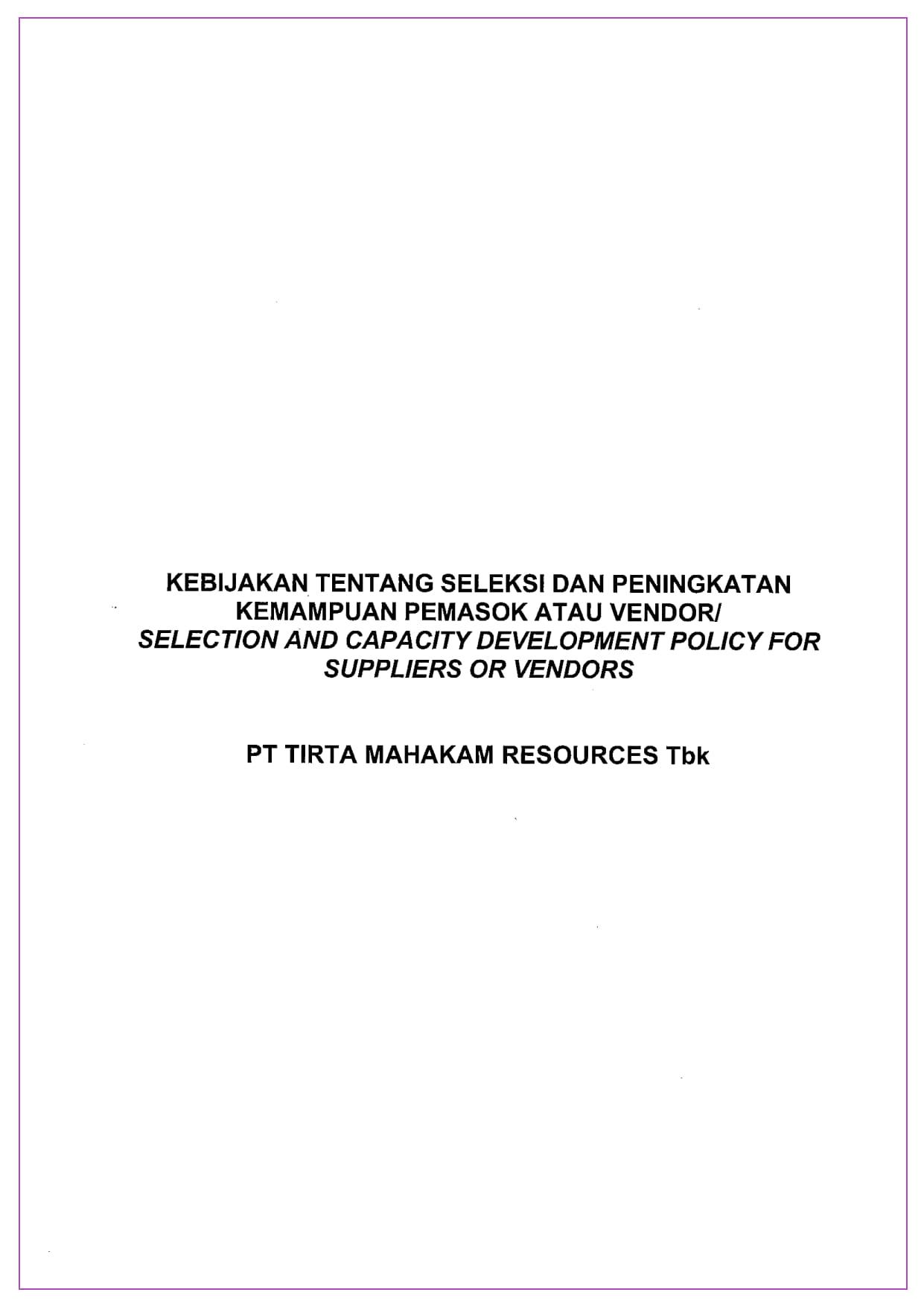 Kebijakan Seleksi dan Peningkatan Kemampuan Vendor